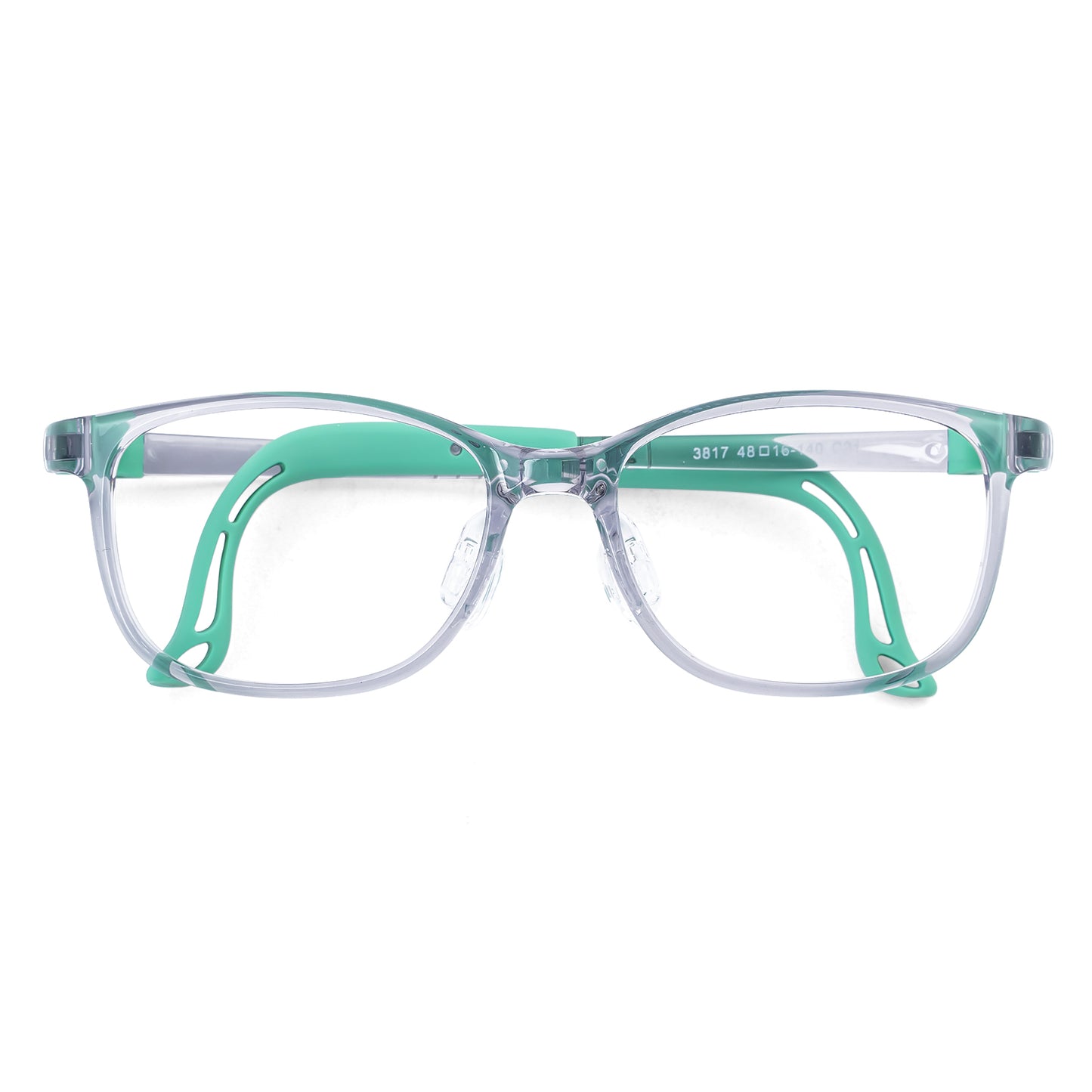 Luna clear green kids prescription glasses