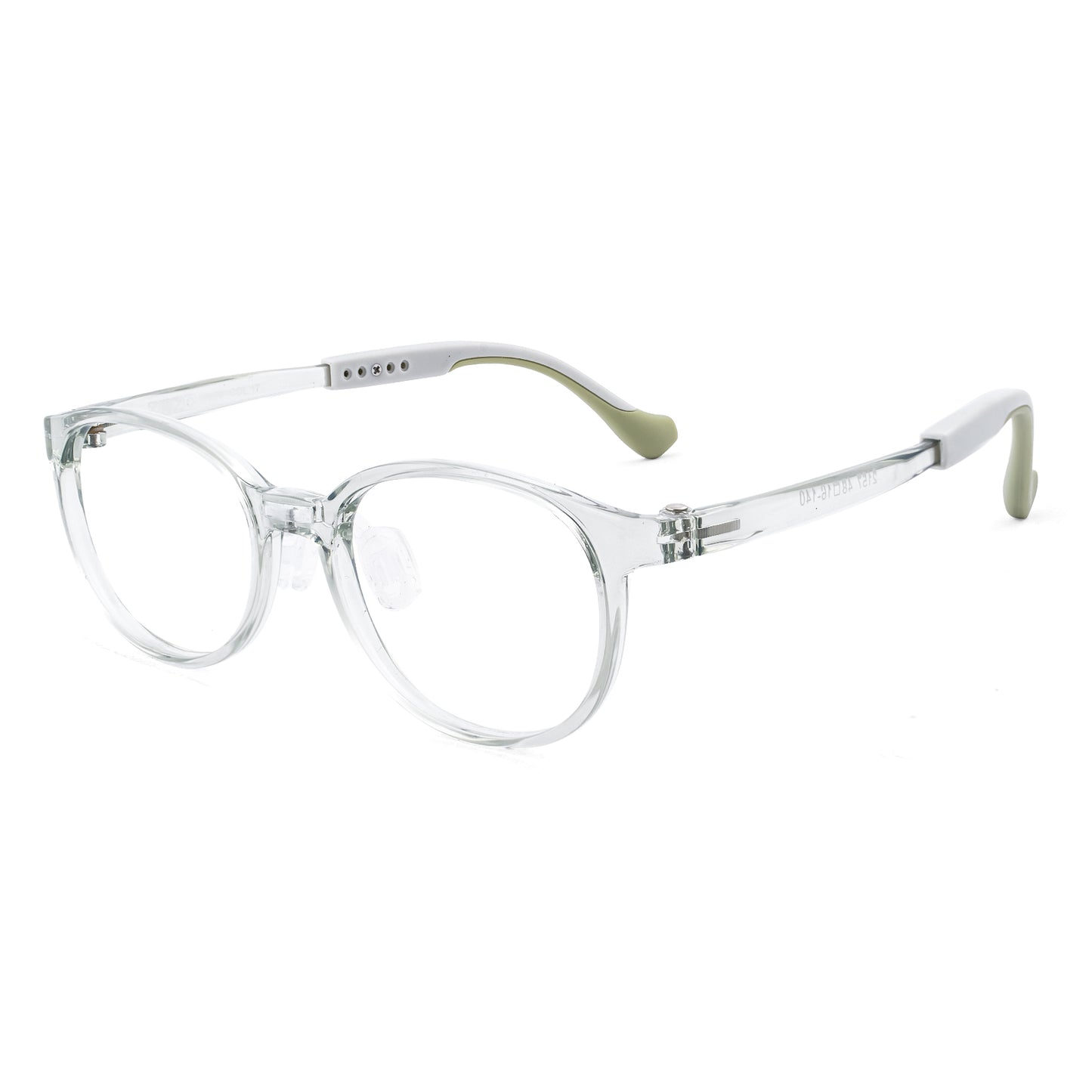 Theo clear green kids glasses angle view