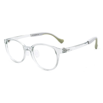 color:Clear-Green | Theo clear green kids glasses angle view