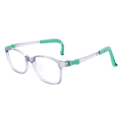 color:Clear-Green | Luna clear green kids glasses angle view