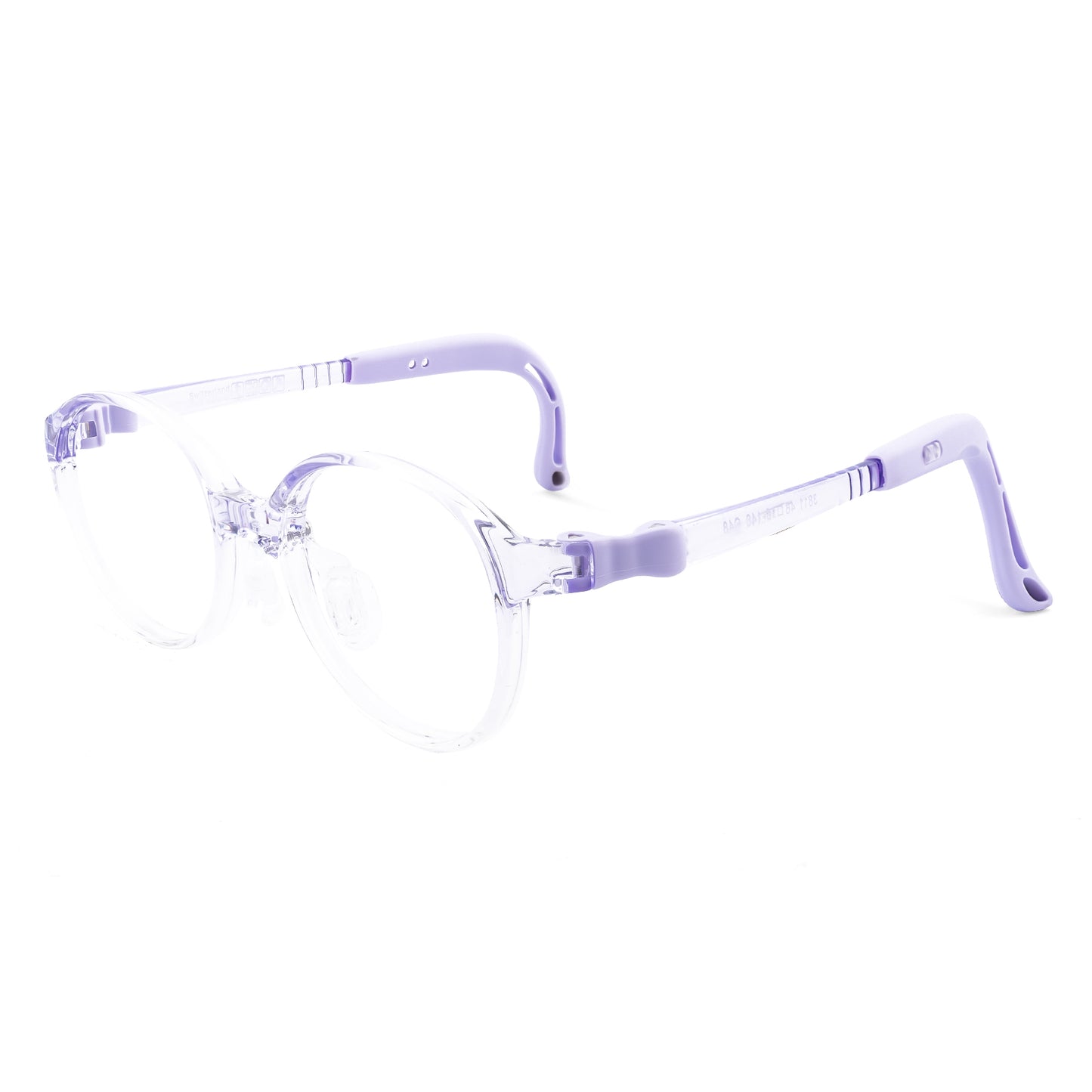 Teddy clear purple kids glasses angle view