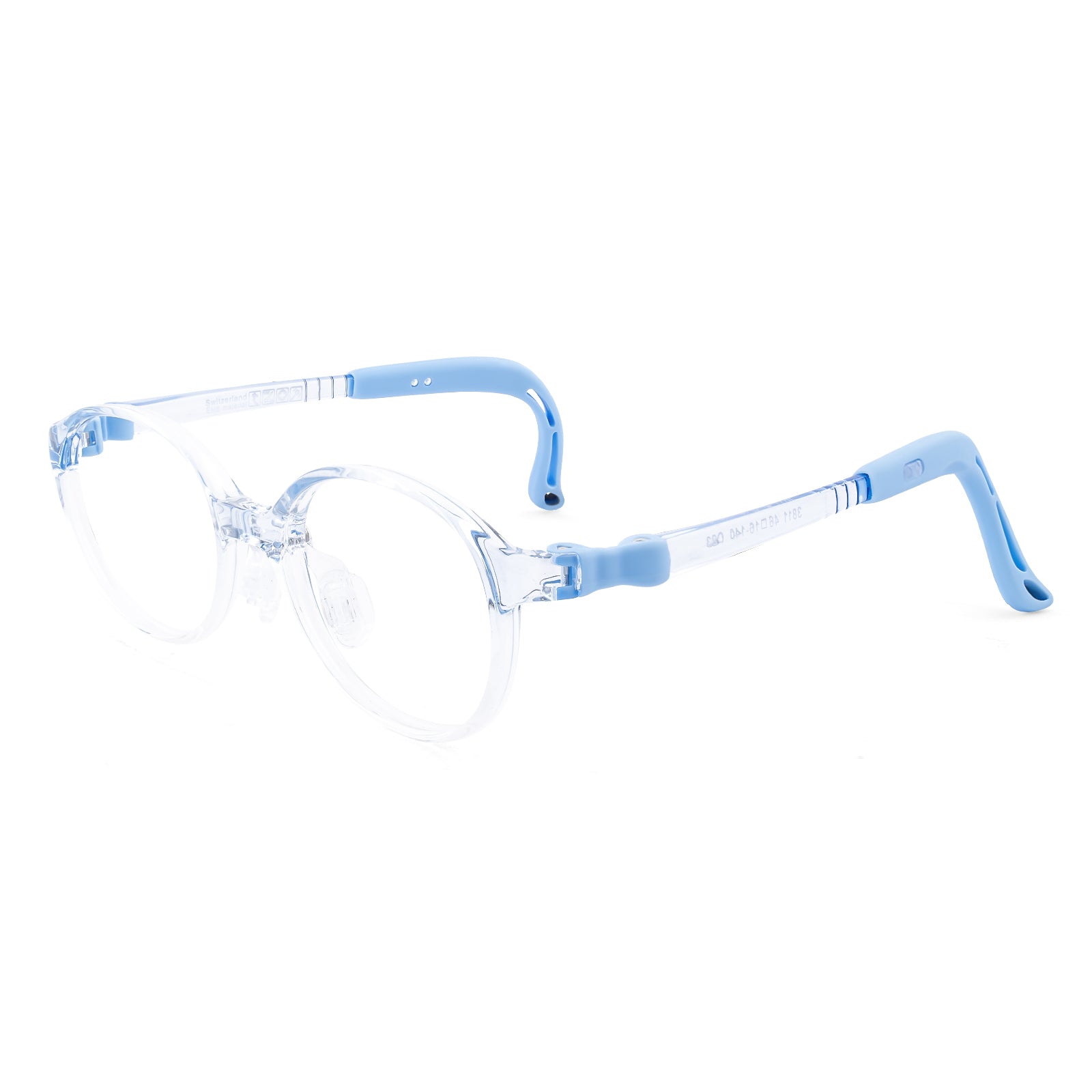 Teddy clear blue kids glasses angle view