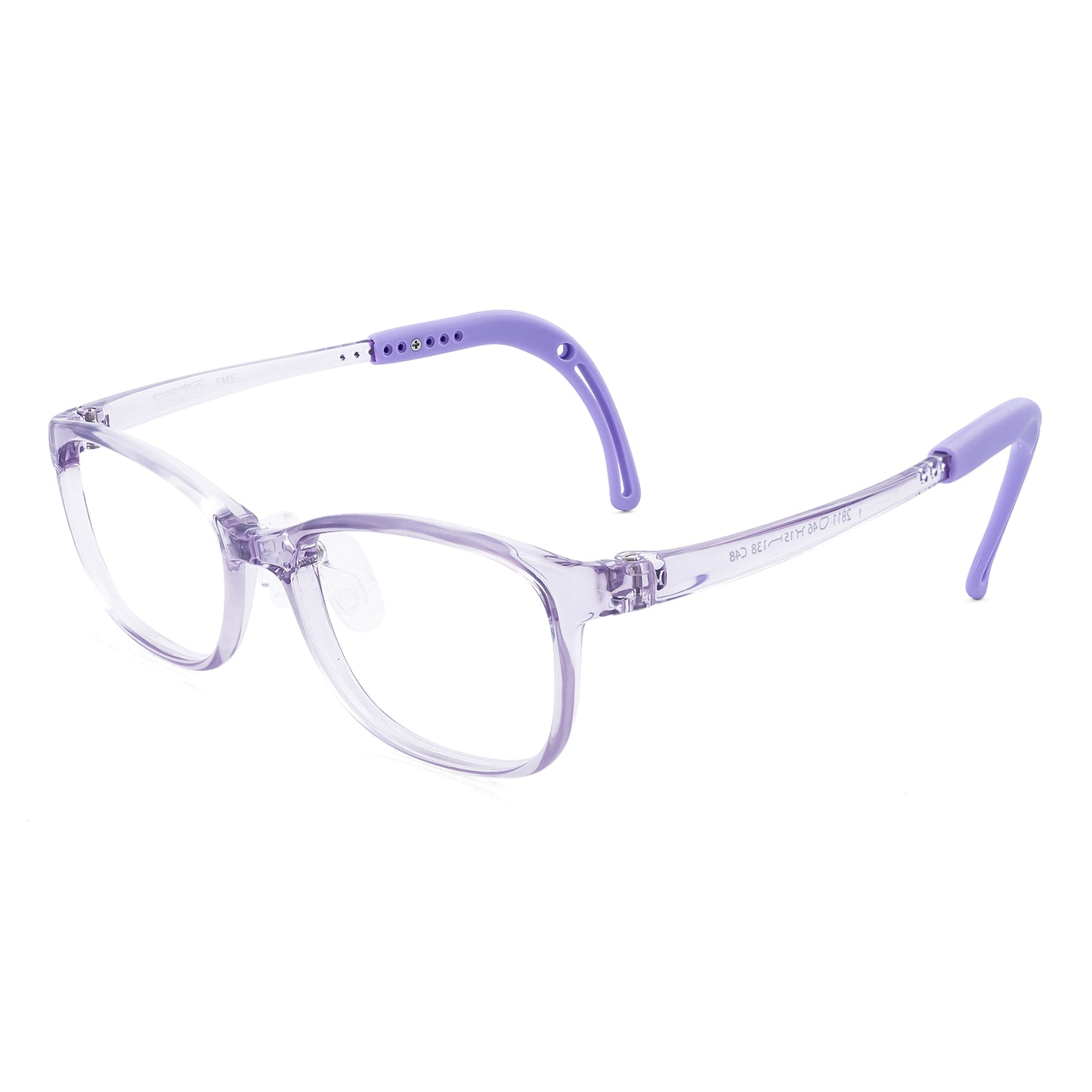 Lily clear purple kids glasses angle view