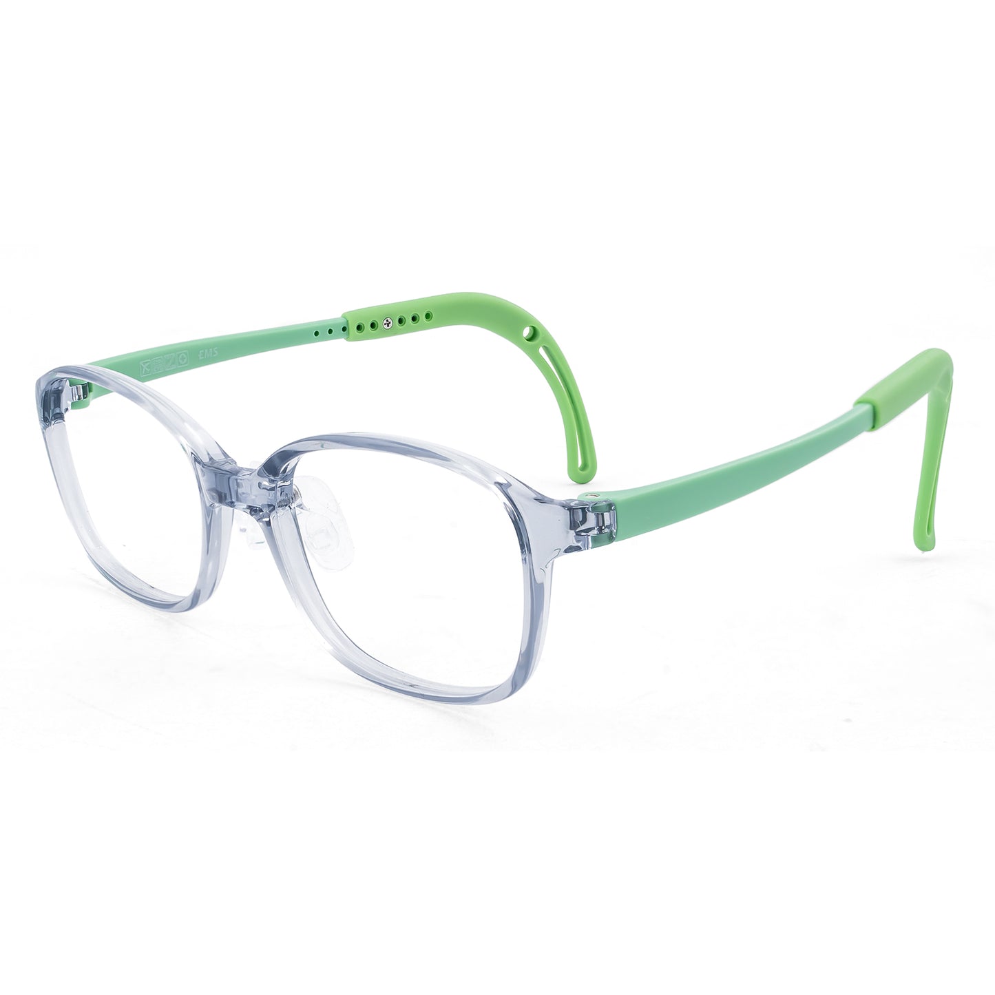 Leo clear green kids glasses angle view