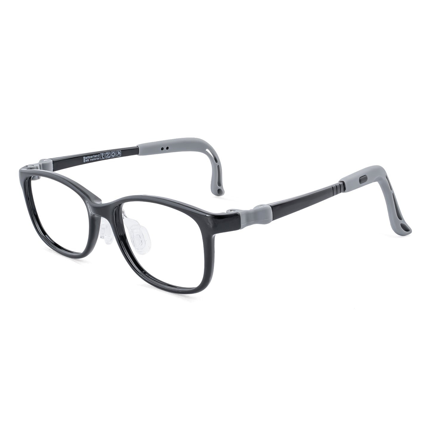 Luna black gray kids glasses angle view