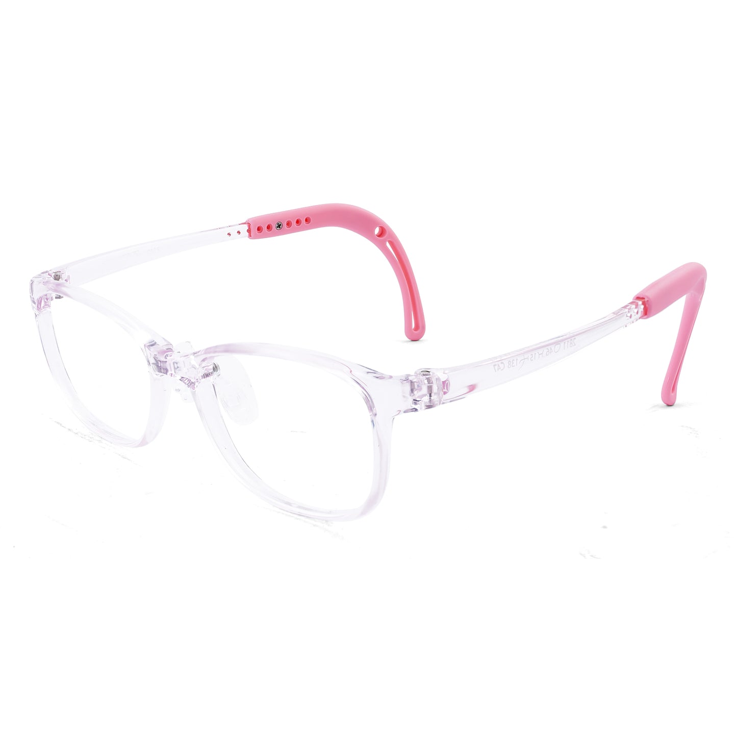 Lily clear pink kids glasses angle view