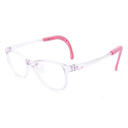 color:Clear-Pink | Lily clear pink kids glasses angle view