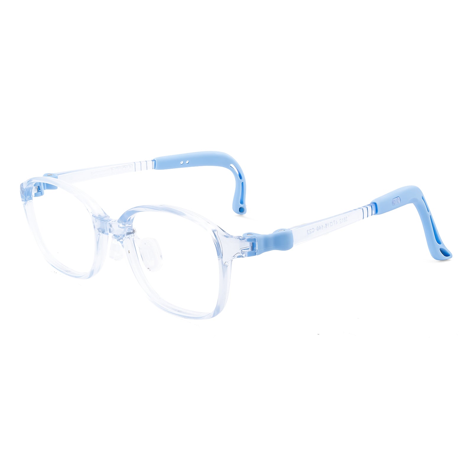 Lulu clear blue kids glasses angle view