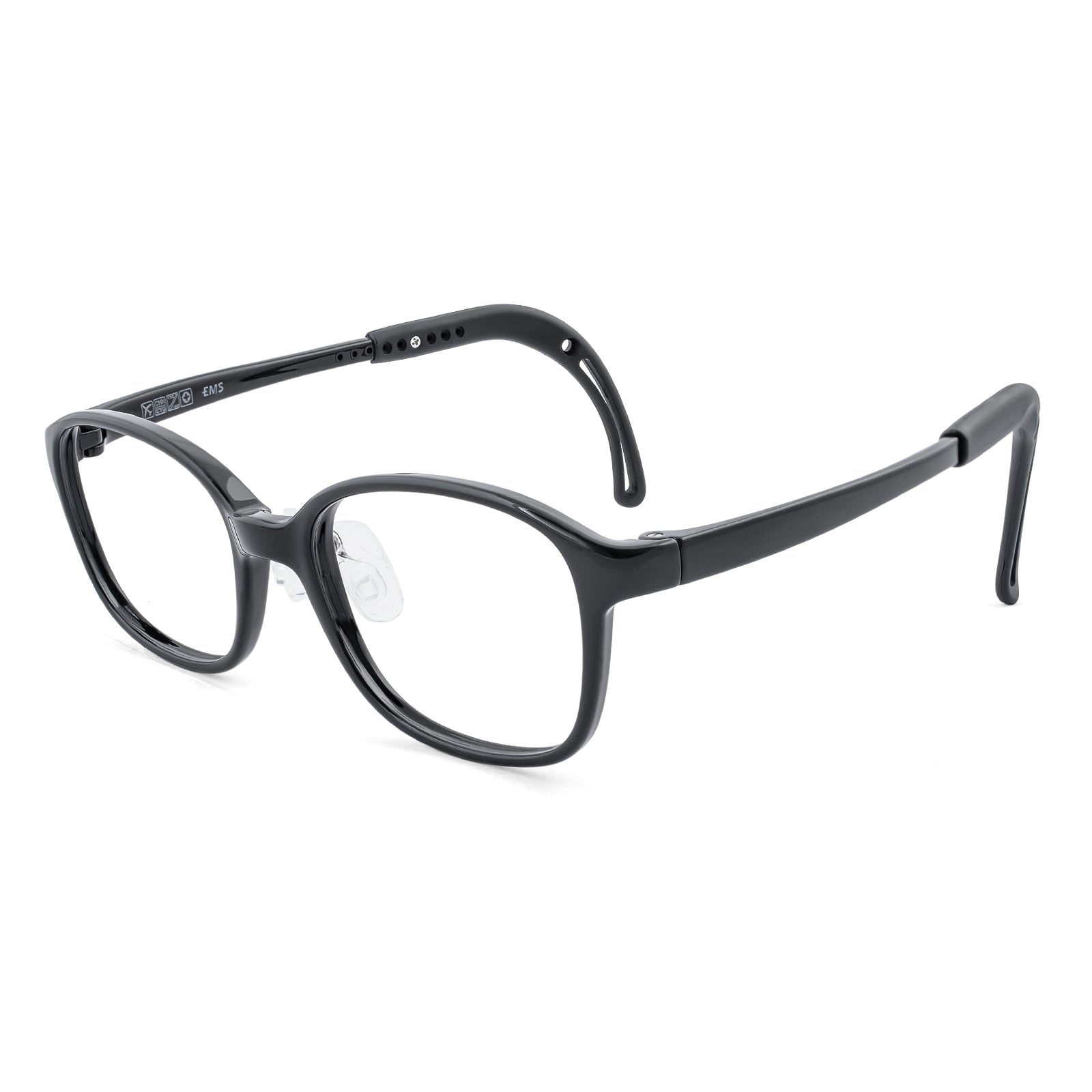 Leo black kids glasses angle view