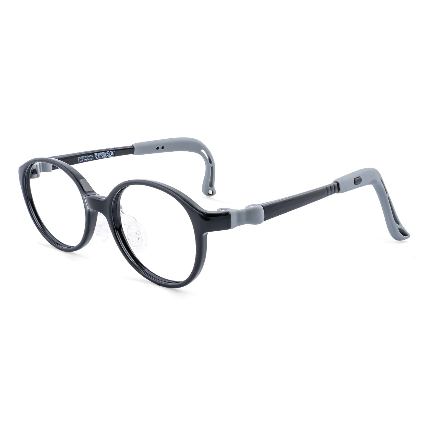 Teddy black gray kids glasses angle view
