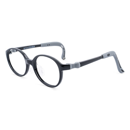 color:Black-Gray | Teddy black gray kids glasses angle view
