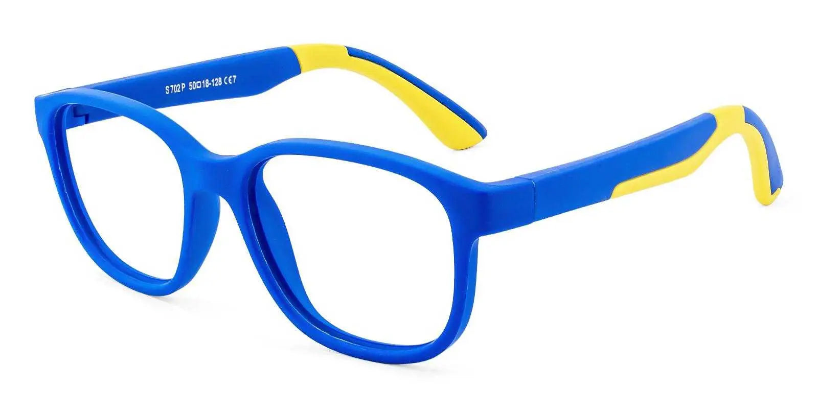 Square Blue Yellow Kids Eyeglasses TR90 Frame | Potato Glasses