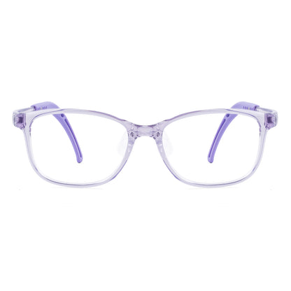 color:Clear-Purple | Lily clear purple kids glasses front frame detail