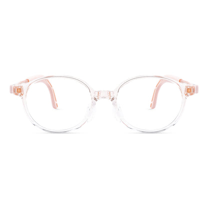 color:Light-Orange | Teddy light orange kids glasses front frame detail