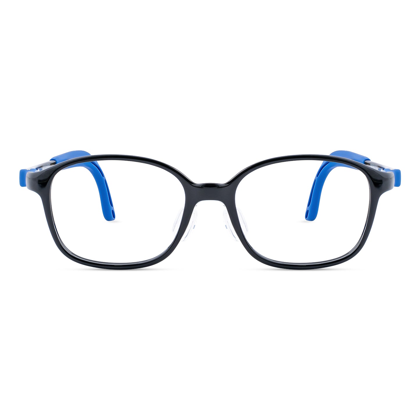 Lulu black blue kids glasses front frame detail