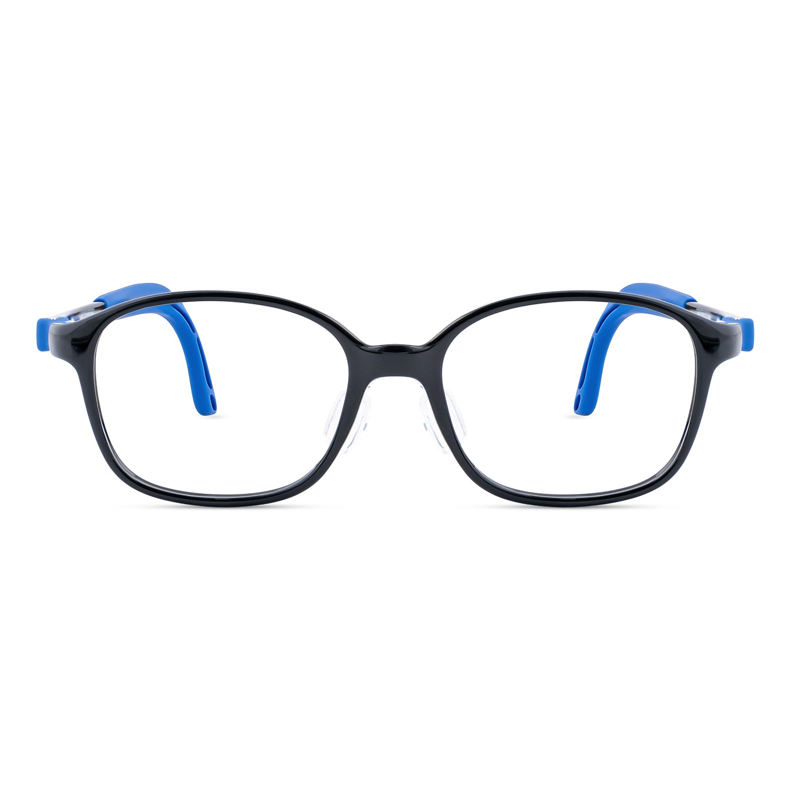 Lulu black blue kids glasses front frame detail