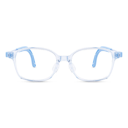 color:Clear-Blue | Lulu clear blue kids glasses front frame detail