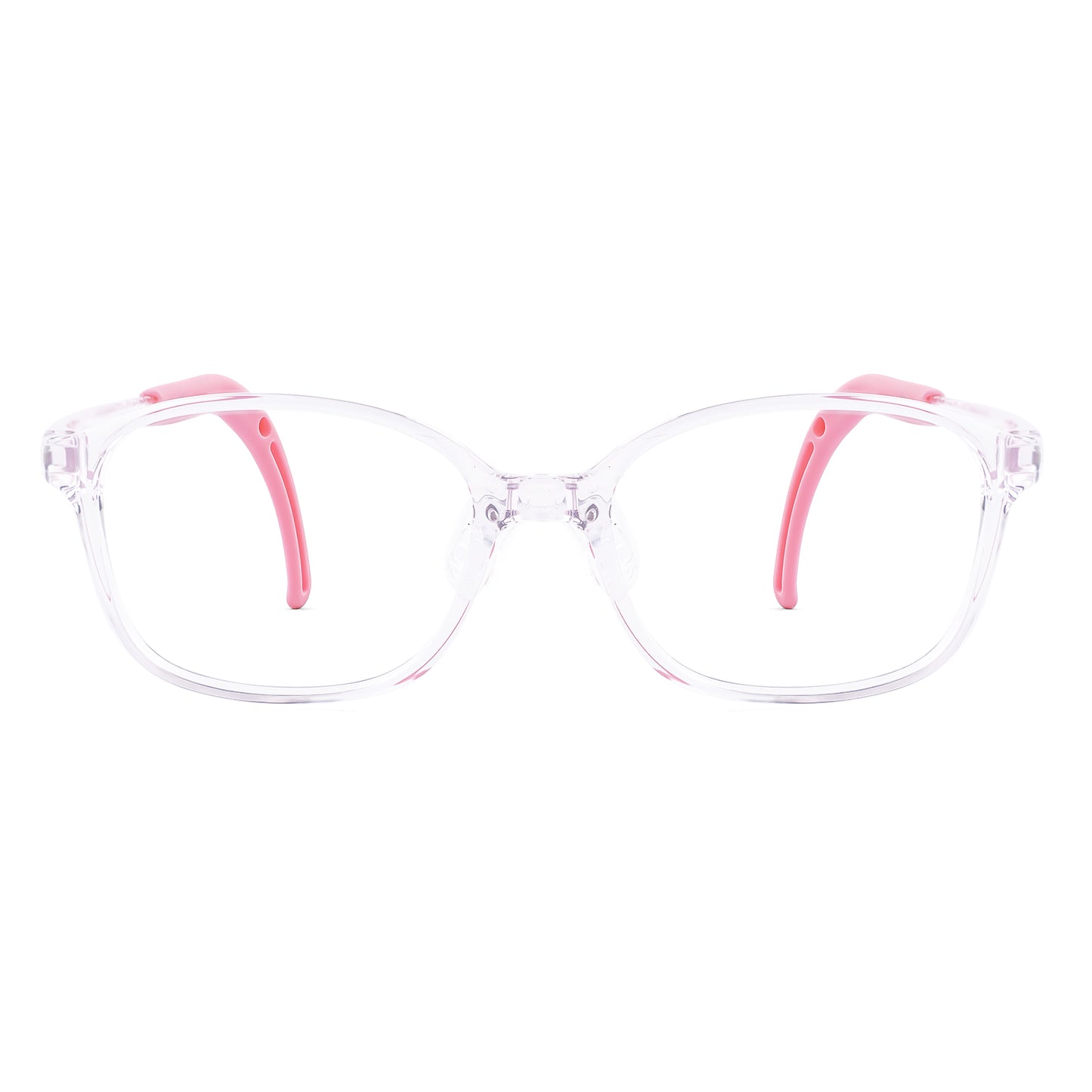 Leo pink kids glasses front frame detail