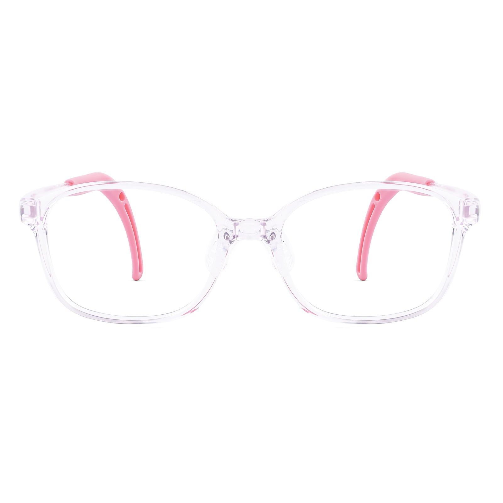 Leo pink kids glasses front frame detail