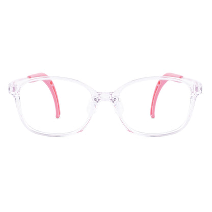 color:Pink | Leo pink kids glasses front frame detail