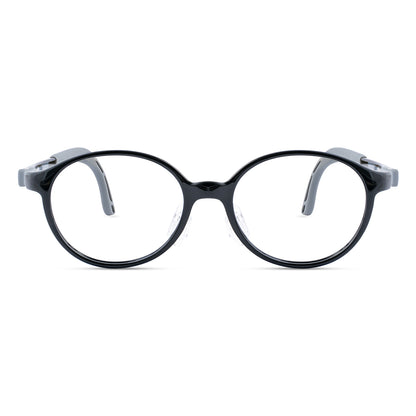 color:Black-Gray | Teddy black gray kids glasses front frame detail