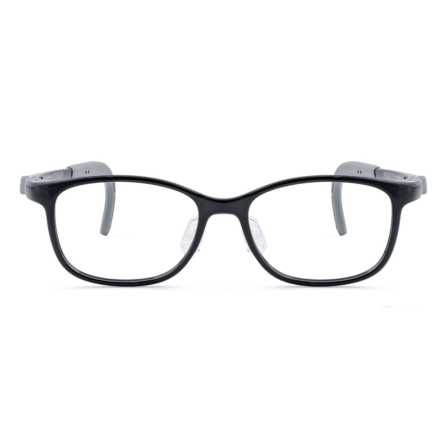 Luna black gray kids glasses front frame detail