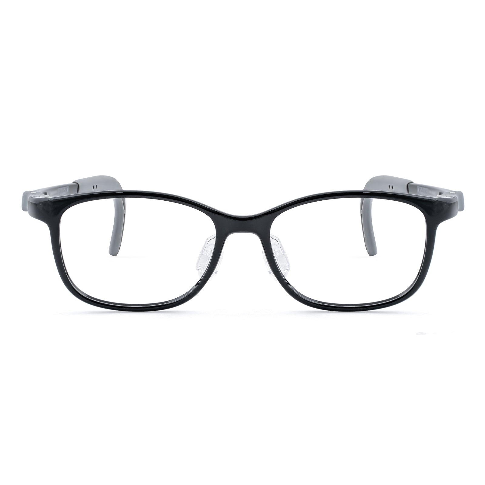 Luna black gray kids glasses front frame detail