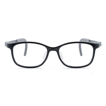 color:Black-Gray | Luna black gray kids glasses front frame detail