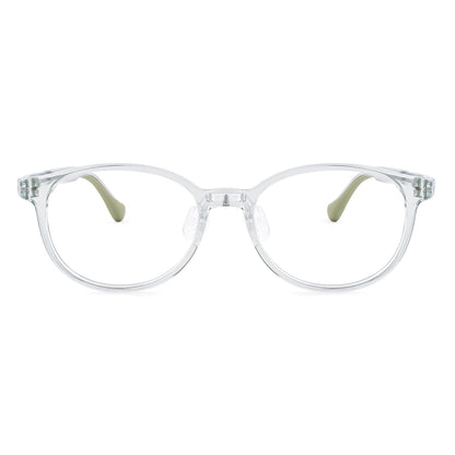 color:Clear-Green | Theo clear green kids glasses front frame detail