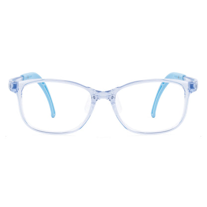color:Light-Blue | Lily light blue kids glasses front frame detail