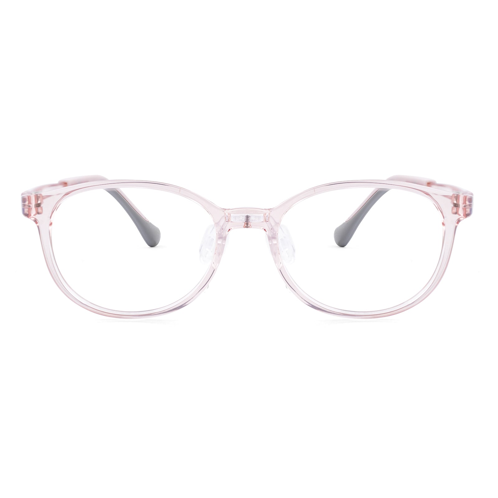 Theo pink kids glasses front frame detail