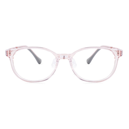 color:Pink | Theo pink kids glasses front frame detail