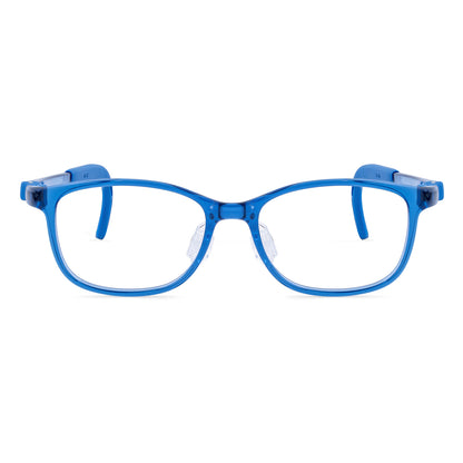 color:Blue | Luna blue kids glasses front frame detail