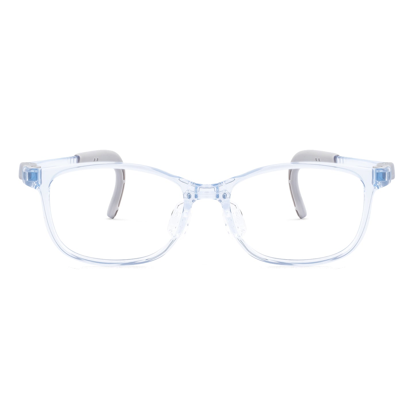 Luna light blue kids glasses front frame detail