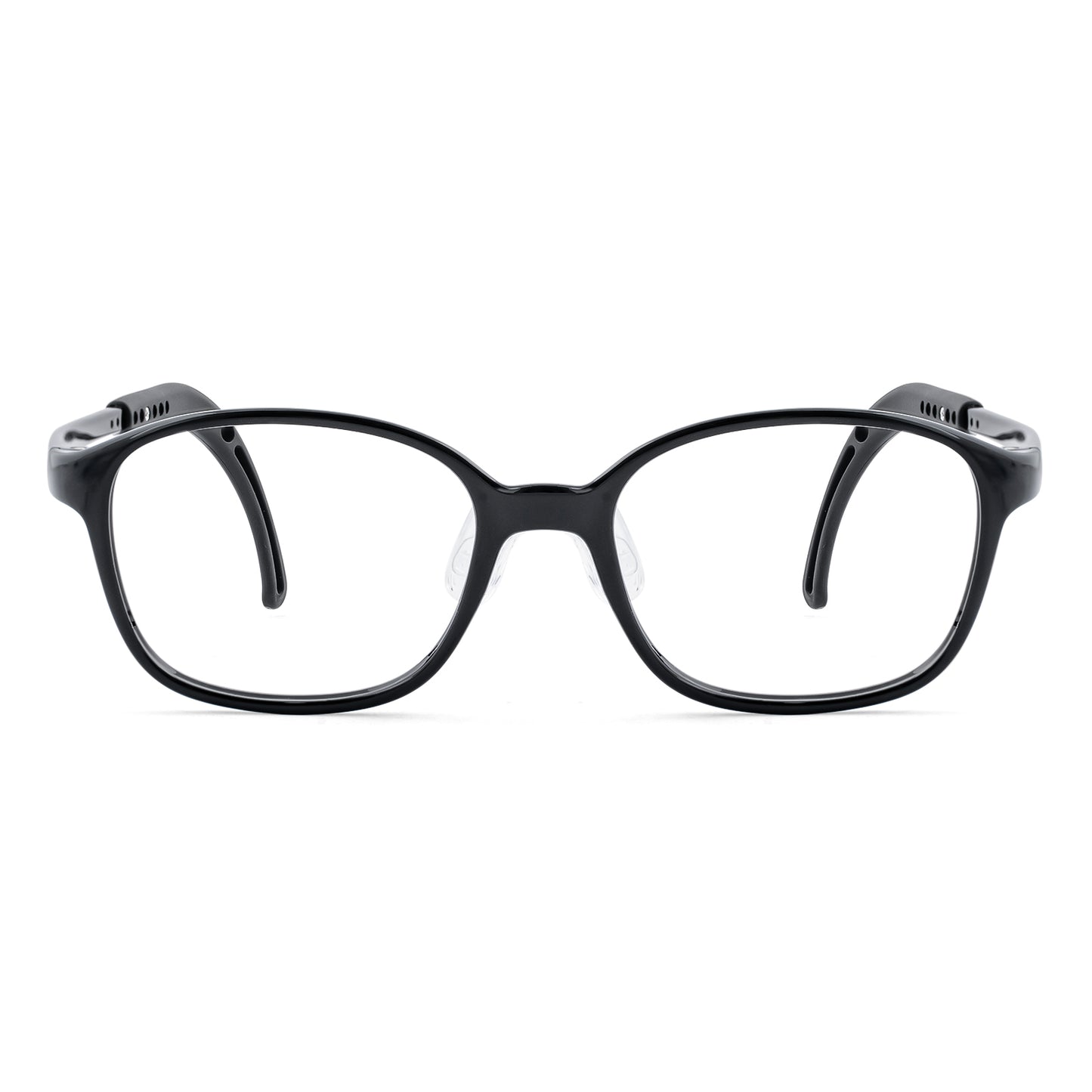 Leo black kids glasses front frame detail