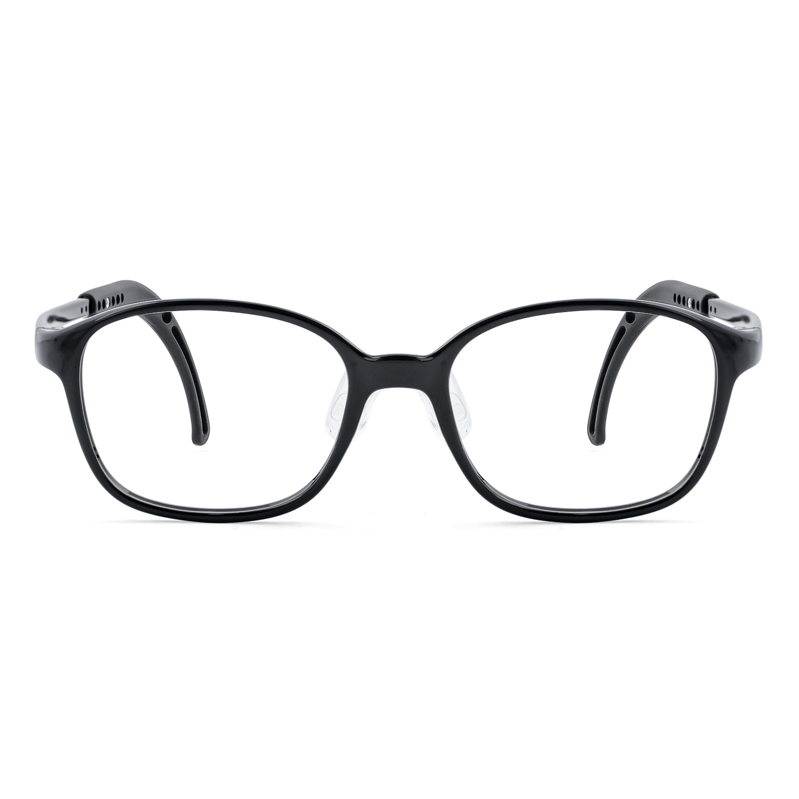 Leo black kids glasses front frame detail