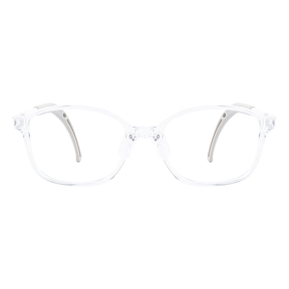 color:Clear-White | Leo clear white kids glasses front frame detail