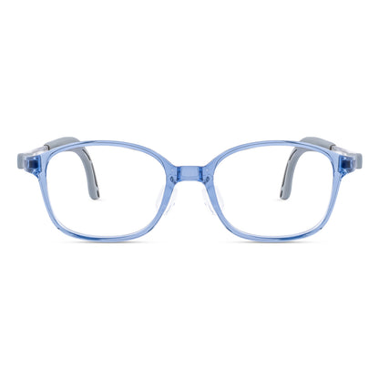 color:Blue-Gray | Lulu blue gray kids glasses front frame detail