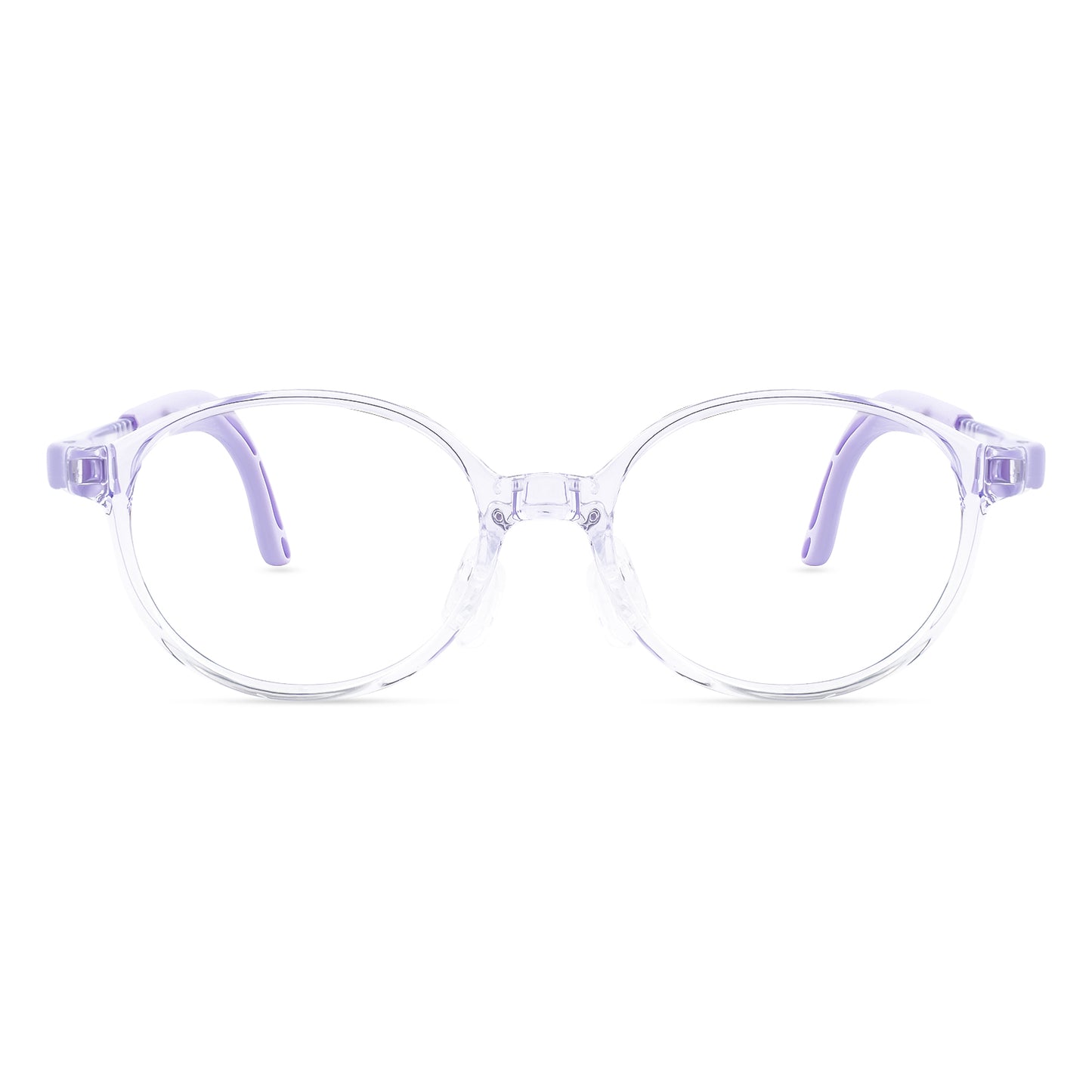 Teddy clear purple kids glasses front frame detail
