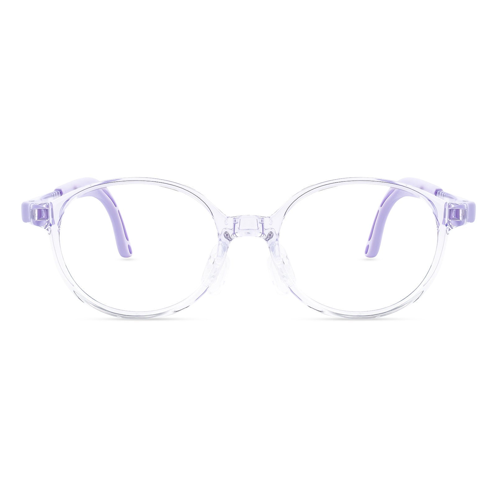 Teddy clear purple kids glasses front frame detail
