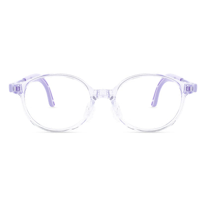 color:Clear-Purple | Teddy clear purple kids glasses front frame detail