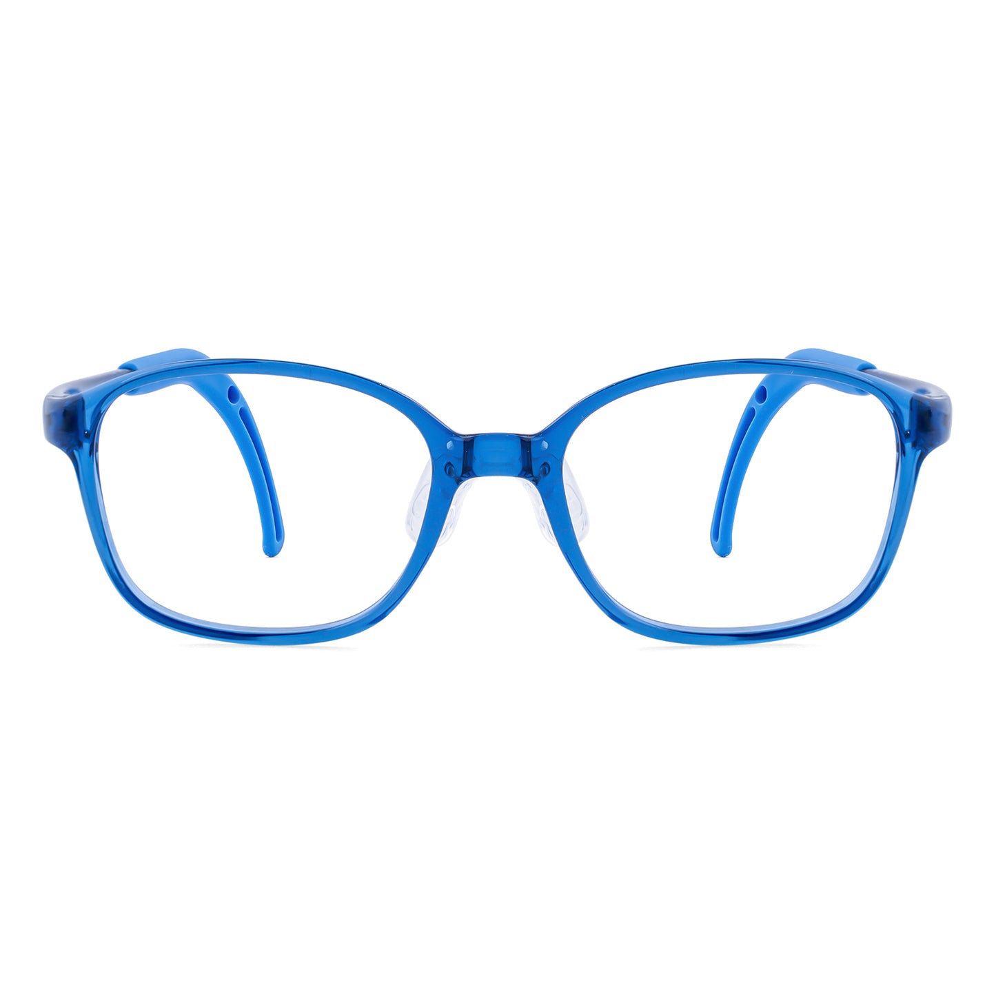 Leo blue kids glasses front frame detail