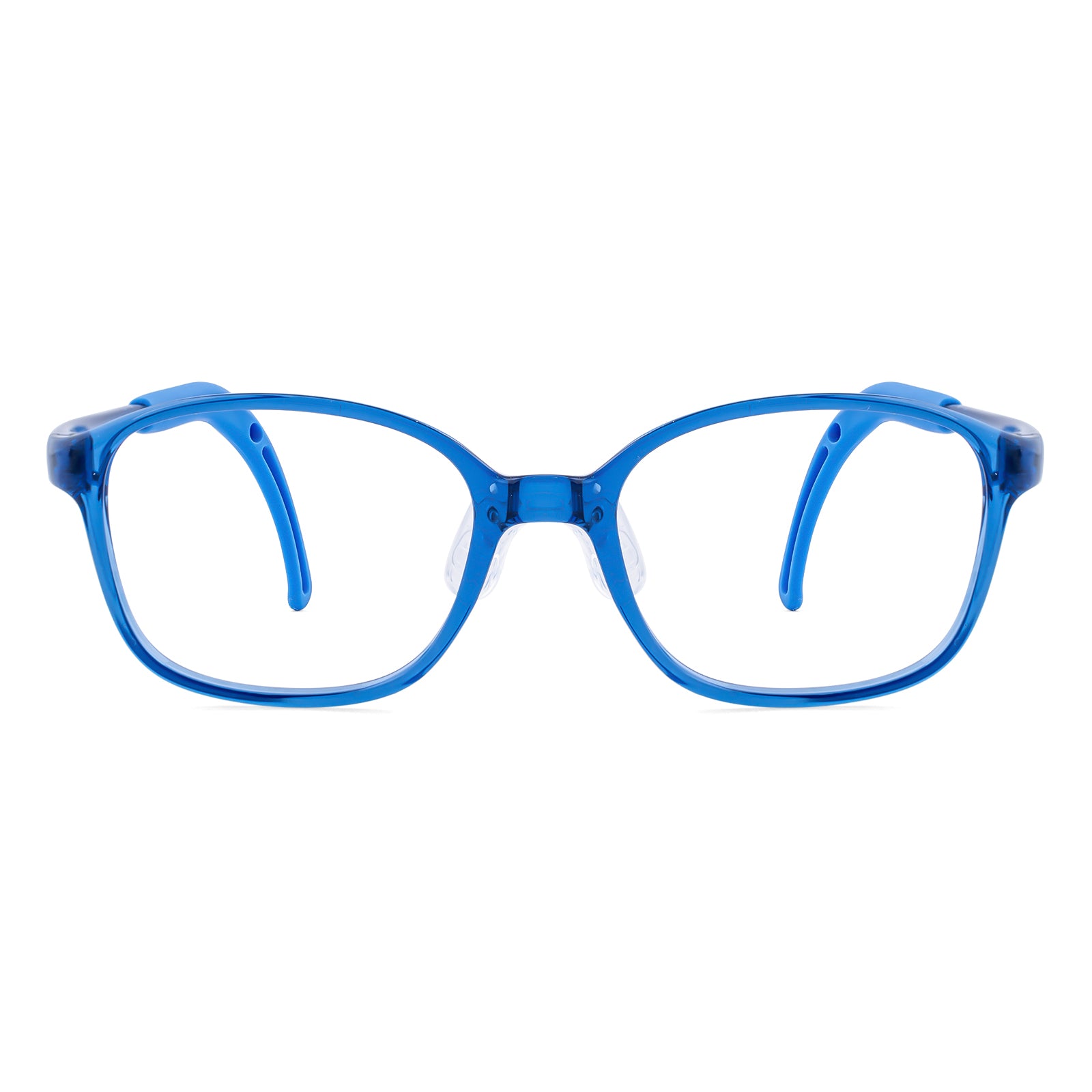 Leo blue kids glasses front frame detail