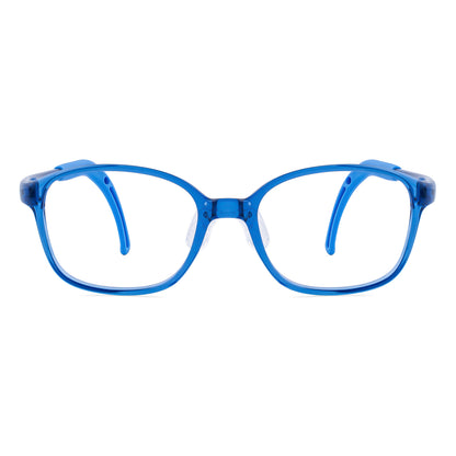 color:Blue | Leo blue kids glasses front frame detail