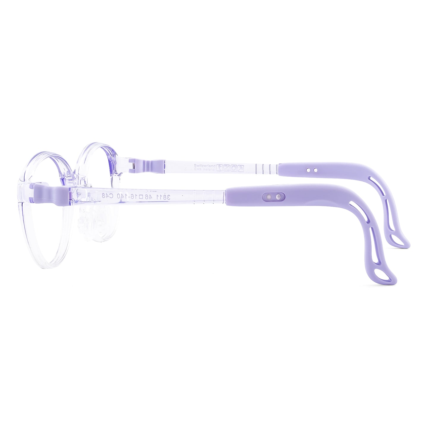 Teddy clear purple kids glasses side view