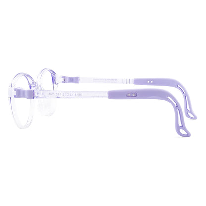 color:Clear-Purple | Teddy clear purple kids glasses side view