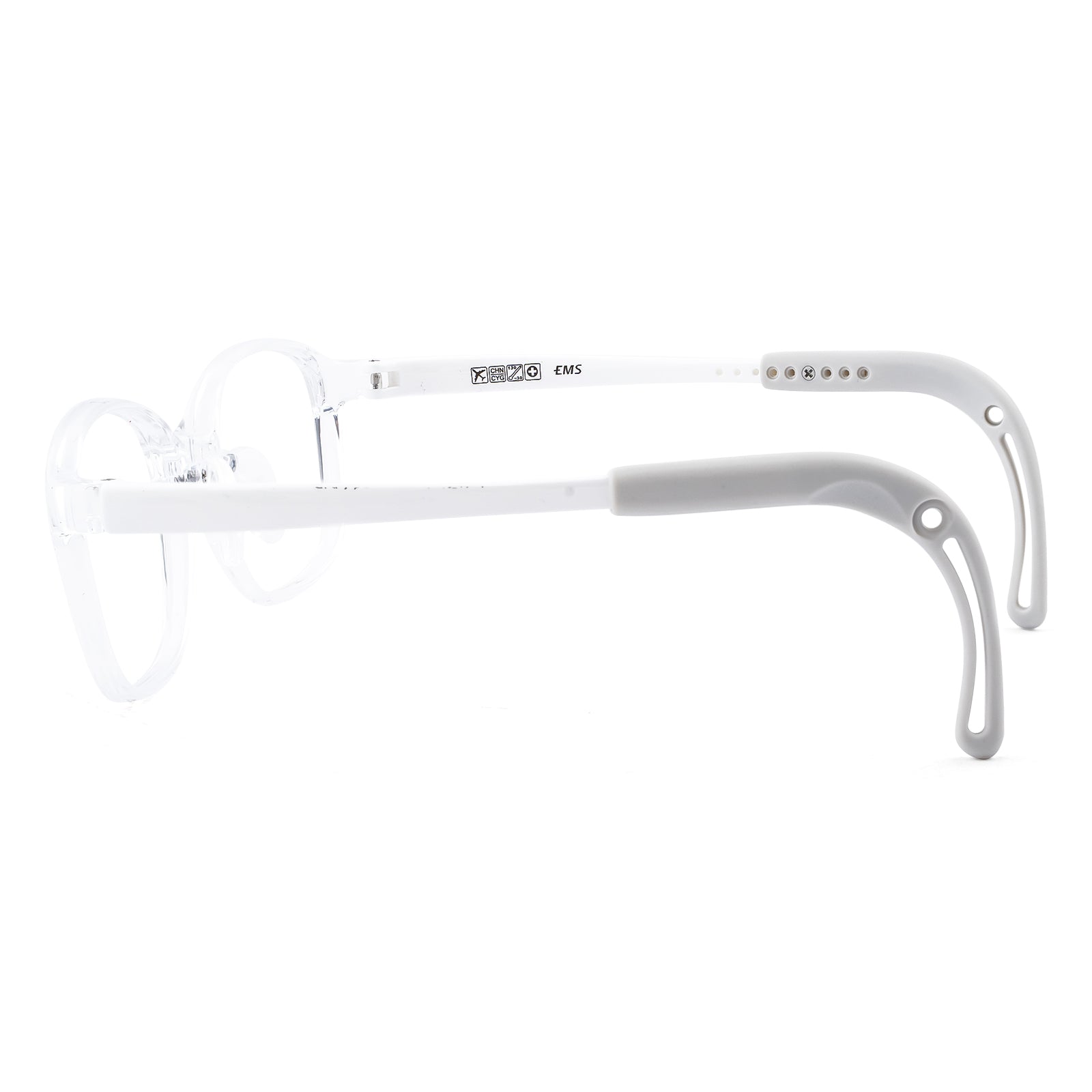 Leo clear white kids glasses side view