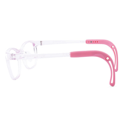 color:Clear-Pink | Lily clear pink kids glasses side view