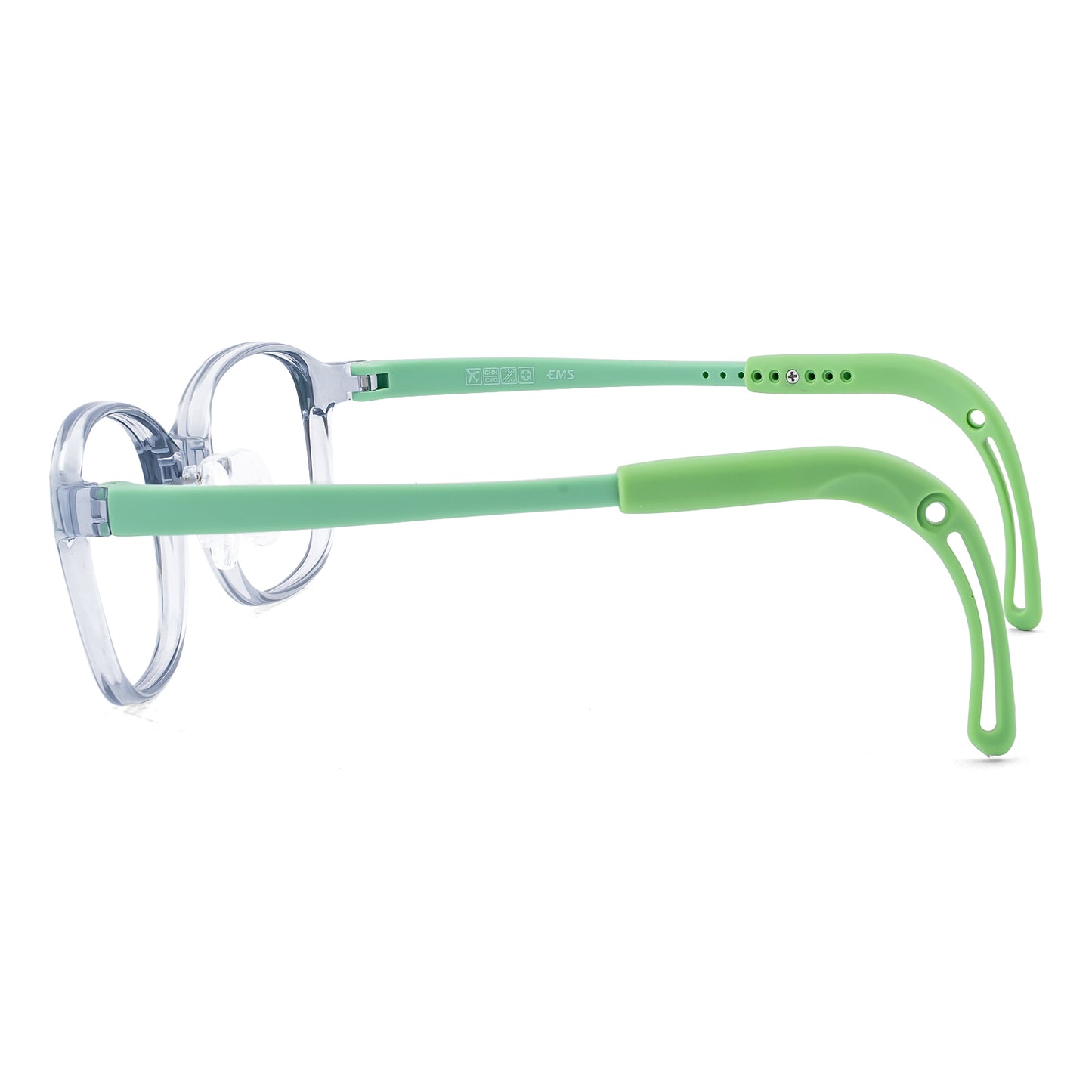 Leo clear green kids glasses side view