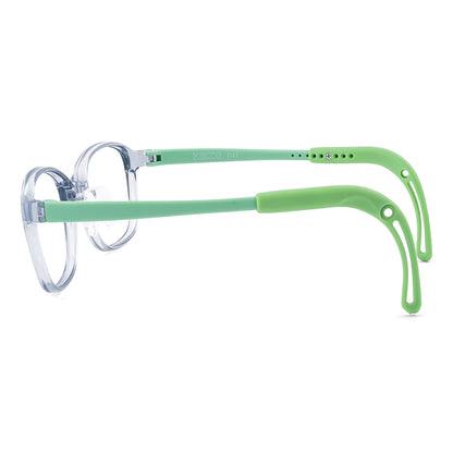 color:Clear-Green | Leo clear green kids glasses side view